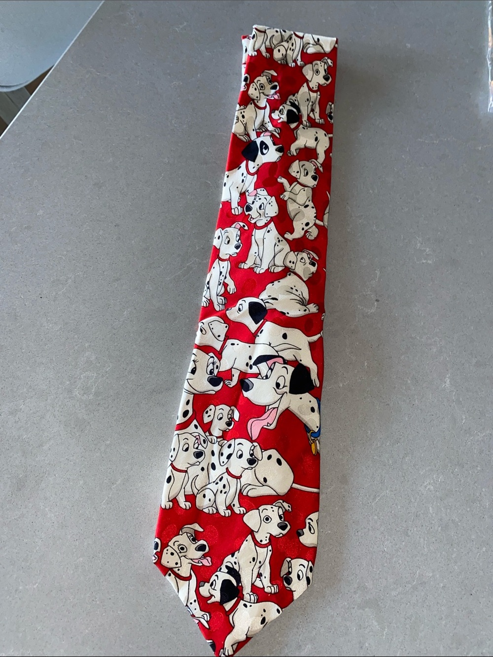 Disney 100% Silk Designer Cruella 101 Dalmatian Print Tie Collectable Costume